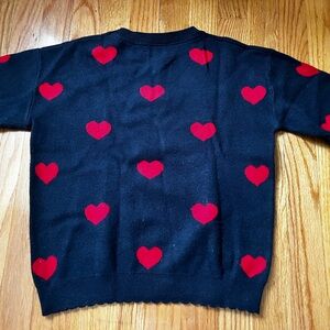 Navy blue kids sweater with red hearts- great condition!